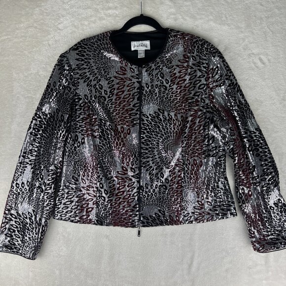 Joseph Ribkoff Jacket Sequin Zip Up Women’s Size 20 Floral Abstract Velvet - Picture 1 of 9